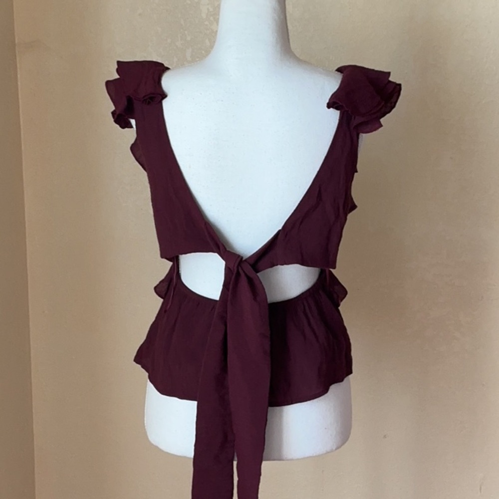 Burgundy Ruffle Blouse - Picture 5 of 6